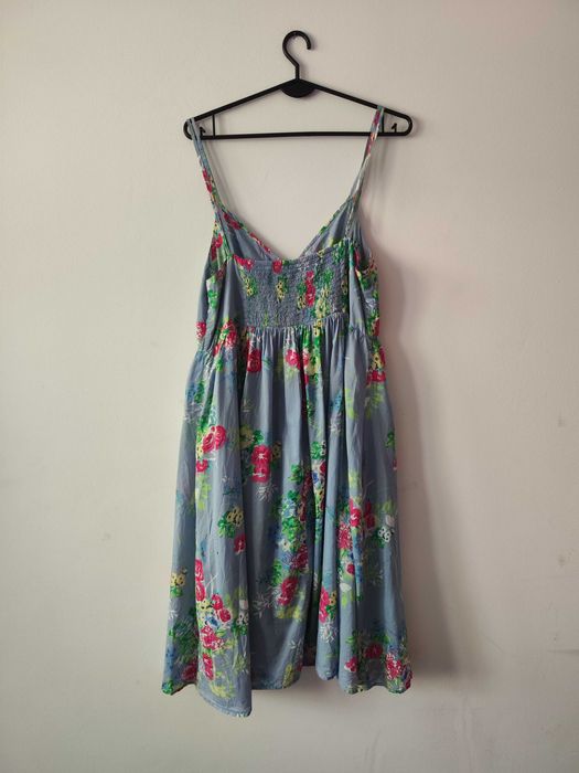 Błękitna sukienka w kwiatki 100% Bawełna! M&S XXL/16