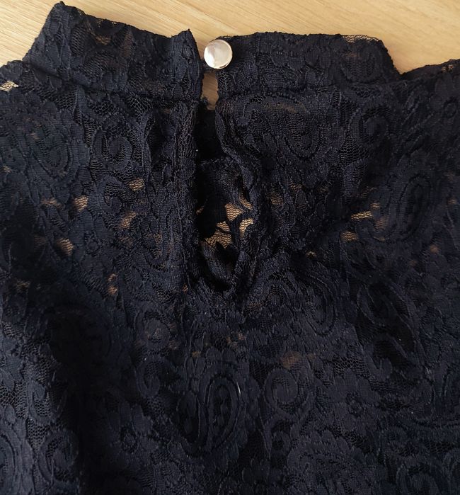 Bluzka body koronkowe siateczka rękaw dzwonek