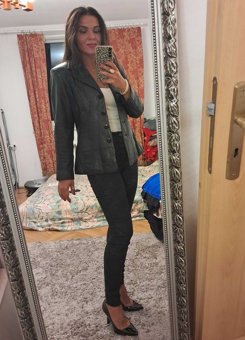 Czarna marynarka kurtka skórzana Wilsons Leather rozm. M