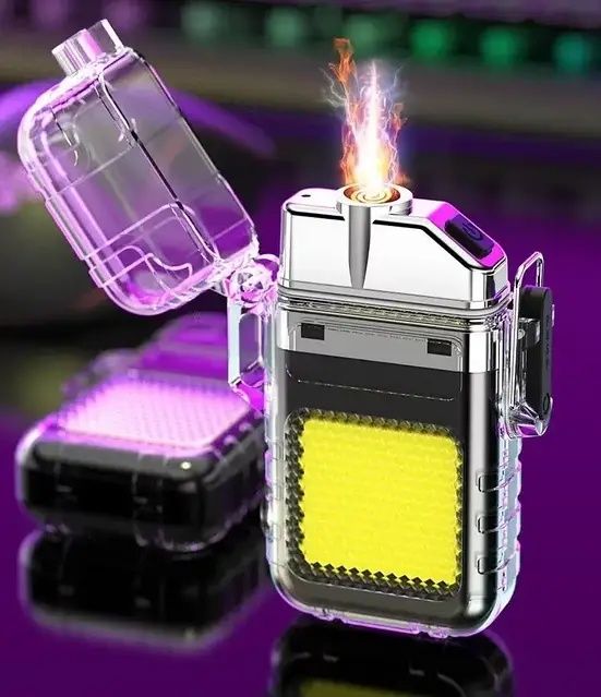 Запальничка спіральна USB з ліхтариком, електронна запальничка 9258
