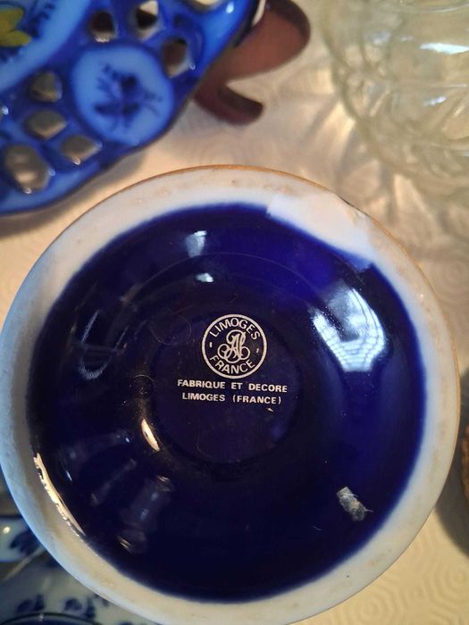 Caixinha e vaso para flores em porcelana de Limoges