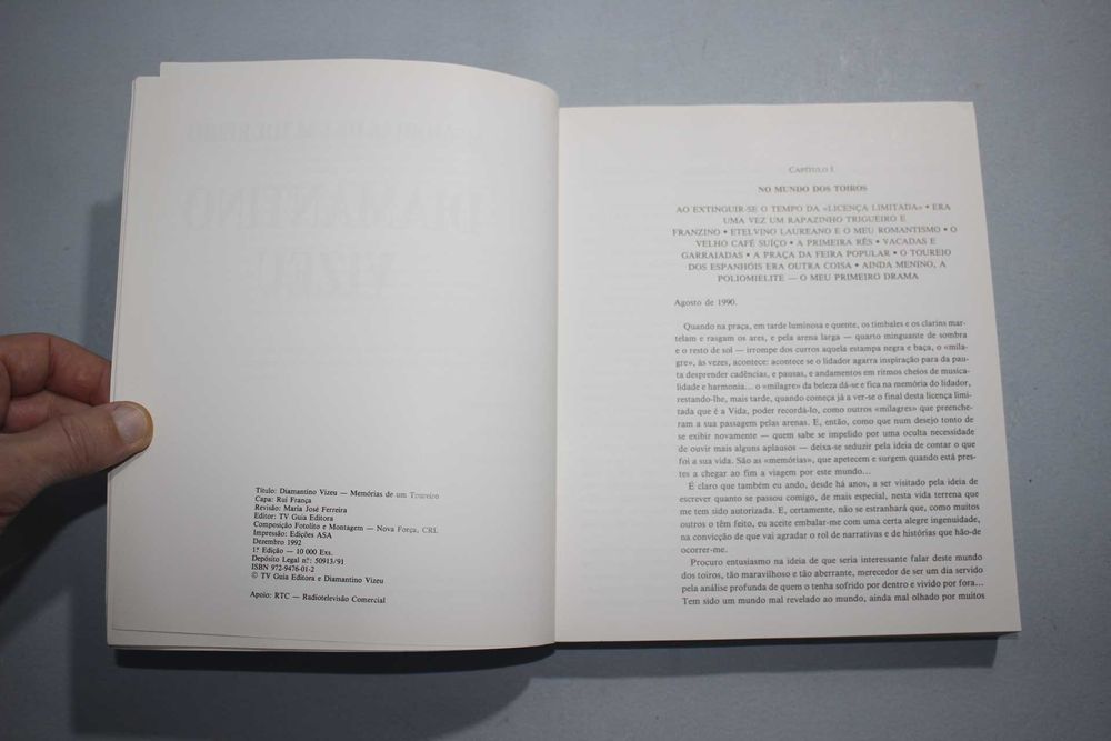 Livro - Memorias de um Toureiro - Diamantino Vizeu - Touradas