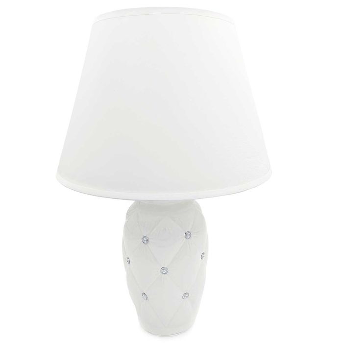 Lampka nocna biała z kryształkami lampka stołowa na biurko do sypialni