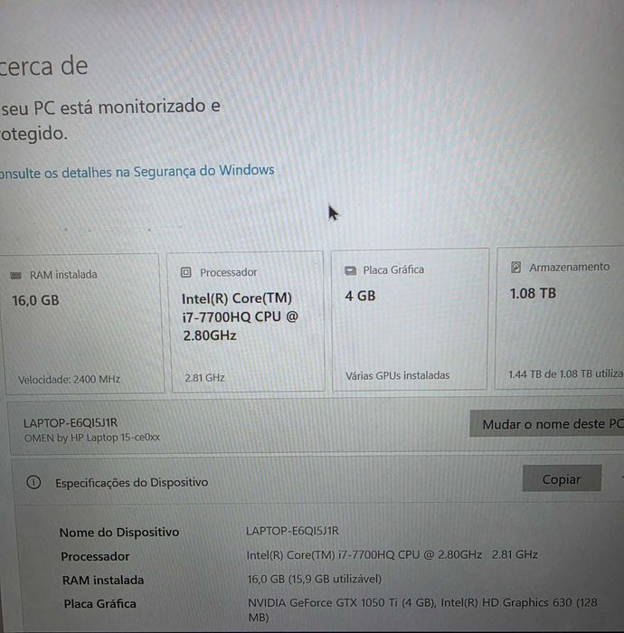 Portátil Gaming HP OMEN 15 – i7 | 16 GB RAM | GTX 1050 Ti | SSD + HDD