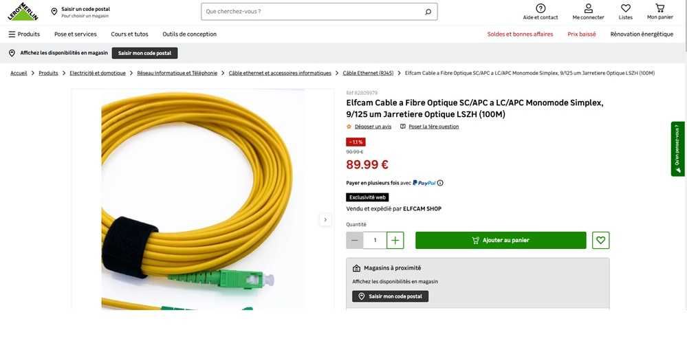 Elfcam Cabo fibra ótica amarela 100 metros (186)