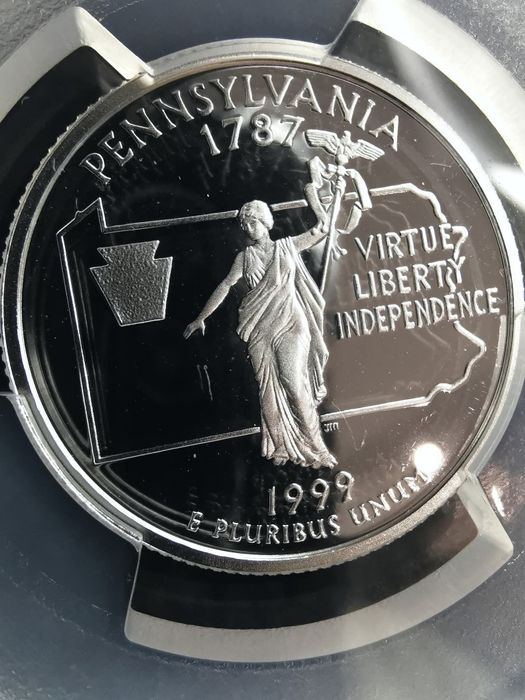 США 25 центів 1999р.- 50 штатів США "PENNSYLVANIA" СРІБЛО. СЛАБ.