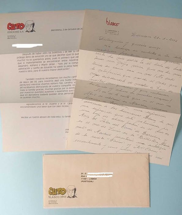 Envelope e correspondência da família de Jesús BLASCO