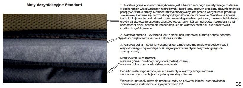 Maty;mata dezynfekcyjna;dezynfekcji 100x90x4cm WYSY. GRATIS DEZENFEX