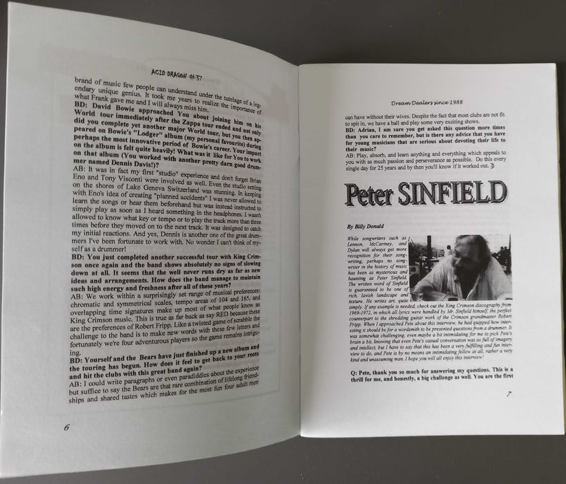 Acid Dragon nº 37 [fanzine de prog music] King Crimson Pete Sinfield