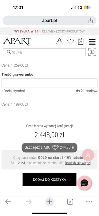 Obrączki Apart roz. 16 i 19