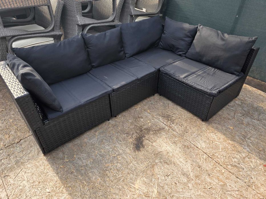 Narożnik do ogrodu vida black meble ogrodowe technorattan poduchy