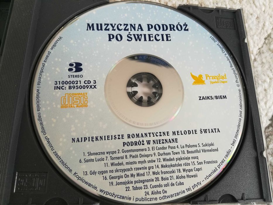 3 płyty CD Najpiękniejsze romantyczne melodie świata Reader's Digest