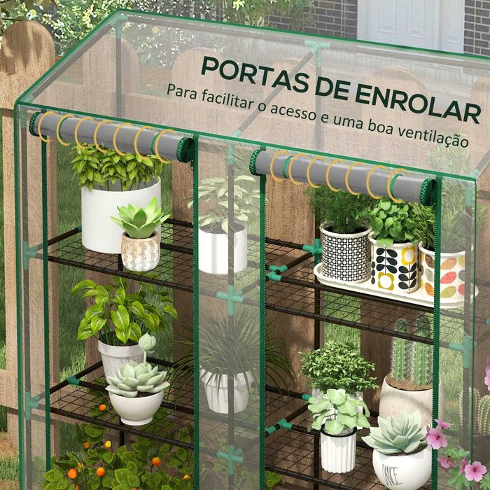 Estufa compacta para terraço com 6 prateleiras transparente
