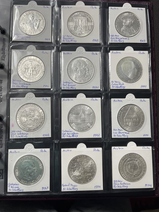 Moedas prata Austria 1924 a 1979 (98 moedas)