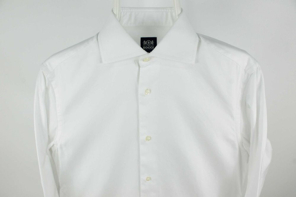 Класична білосніжна сорочка рубашка Boggi Milano White Dress Slim Fit Shirt Розмір S