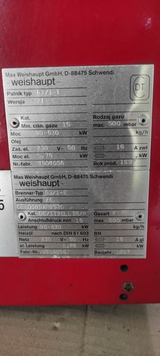 Palnik gazowy Weishaupt G3/1-E
