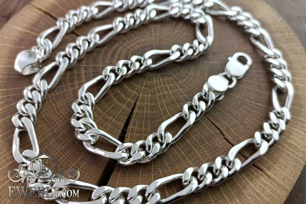 Серебряная цепочка Фигаро, Панцирь со вставками. Ланцюг Фігаро, Панцир