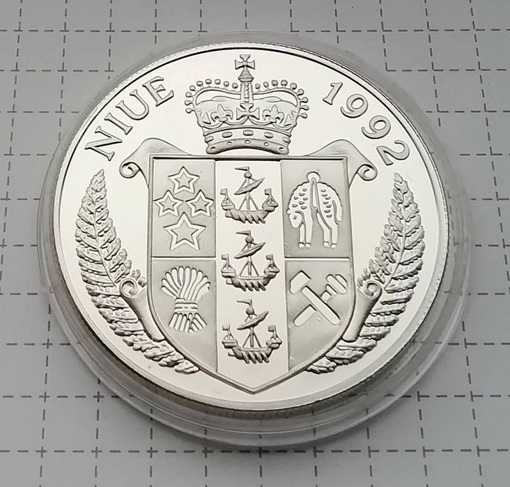 Ніуе 10 доларів 1992р. СРІБЛО. ПРУФ. Сертифікат. Тихоокеанські плаваня