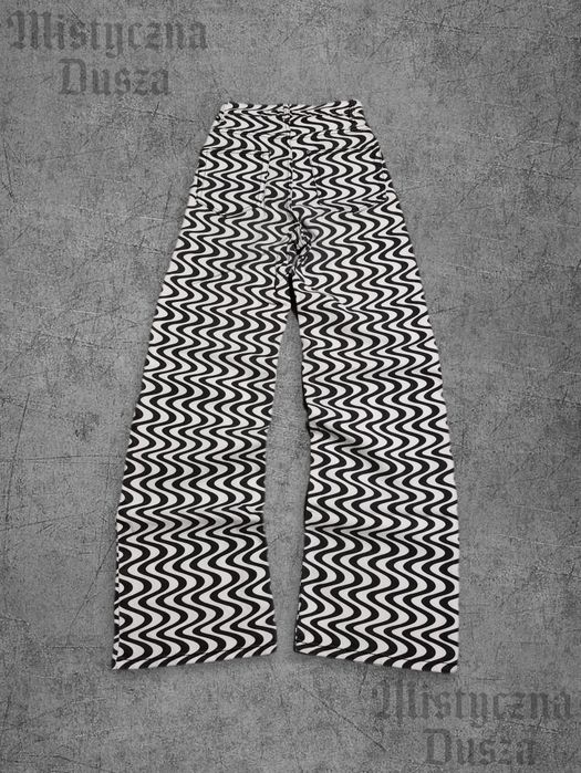 Czarno białe spodnie jeansowe wide losse leg straight alternative gothic y2k SWAG avant garde
