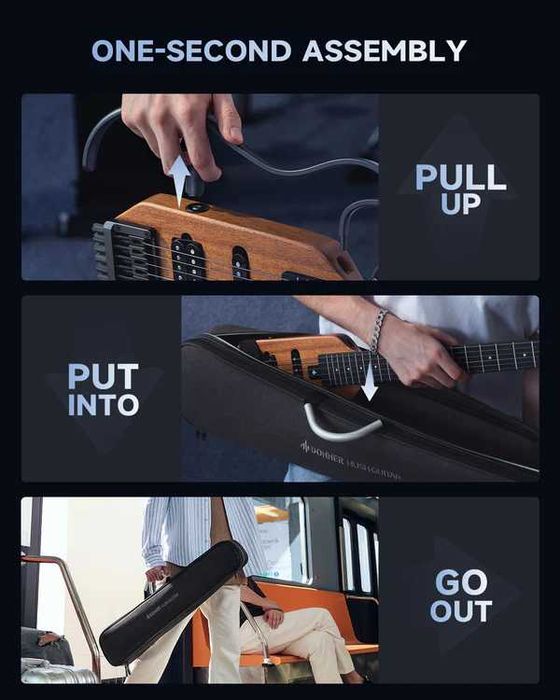 DONNER HUSH-X NATURAL gitara elektryczna + pokrowiec + akcesoria
