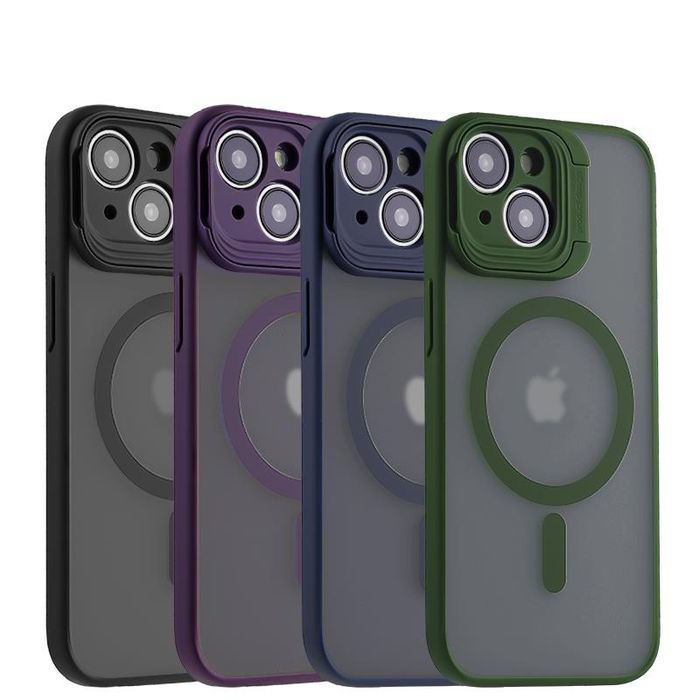 Etui do Phone 14 Pro MagSafe Podstawka Obudowa Hybrydowa Purpurowe