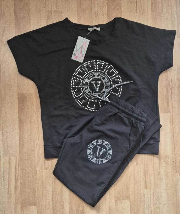 Czarny bawełniany dres L