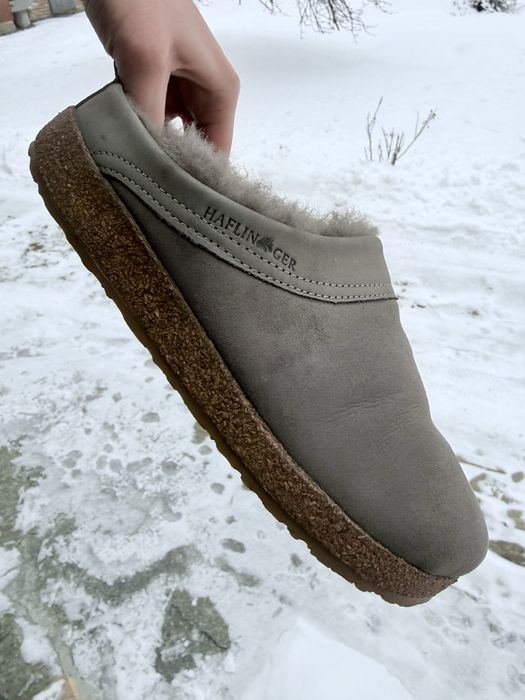 Сабо сліпи HAFLINGER unisex snowbird tan slipper.Нат шкіра, овчина