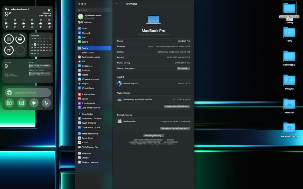 Apple macbook pro 13 i5 16 256 ssd 4 th touchbar nowa bateria 38cykli