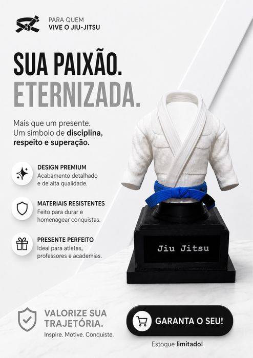 Trofeu bjj - JiuJitsu - Simples de acordo com sua faixa! 15cm