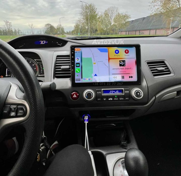 Магнитола HONDA Civic GPS USB Tesla Сивик 2 дин din CarPlay Android 15
