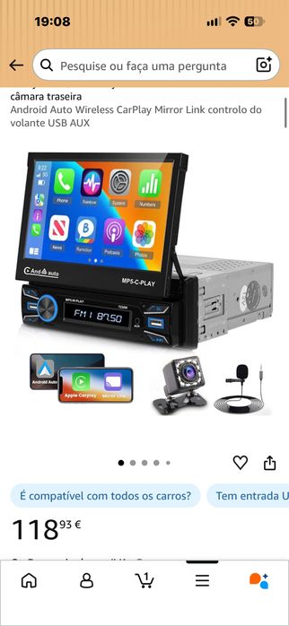 Rádio Hikity 7 polegadas 1 Din Ecrã retrátil c/ Bluetooth