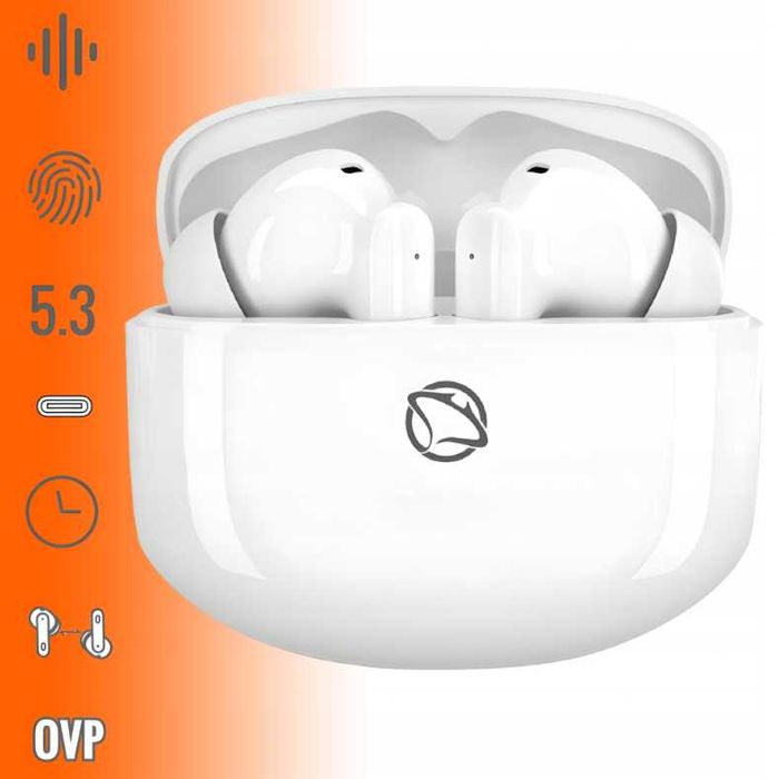 Słuchawki bezprzewodowe bluetooth dokanałowe Manta RYTMO białe