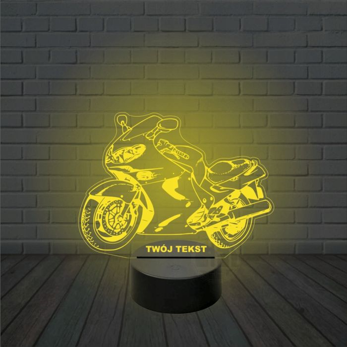 Lampka nocna na biurko 3d led imię MOTOR ŚCIGACZ