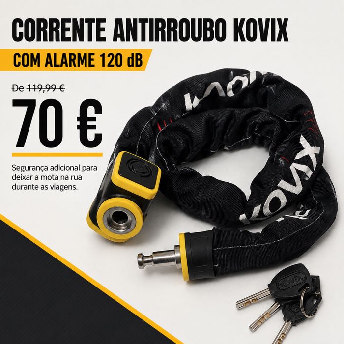 Cadeado KOVIX KCL10-120 com Alarme | Corrente 10 mm x 120 cm | Como Novo
