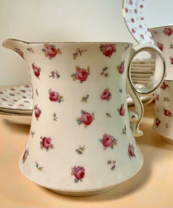 Conjunto de Chá Crown Devon - Rosa