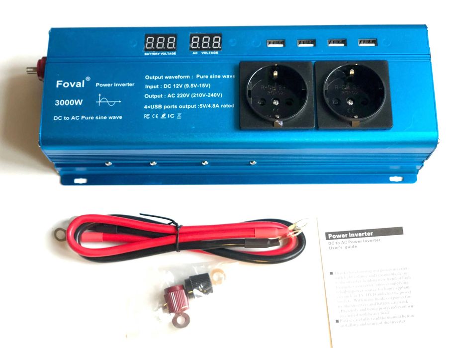 Інвертор перетворювач FOVAL 12-220V 3000 Ват