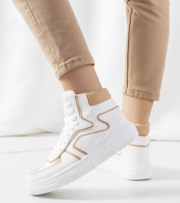 Białe sneakersy za kostkę Roseda