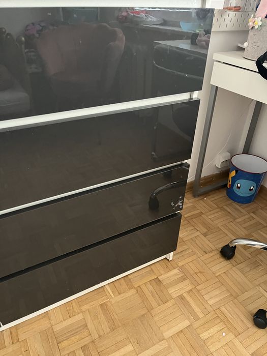 Komoda szara polysk z szufladami