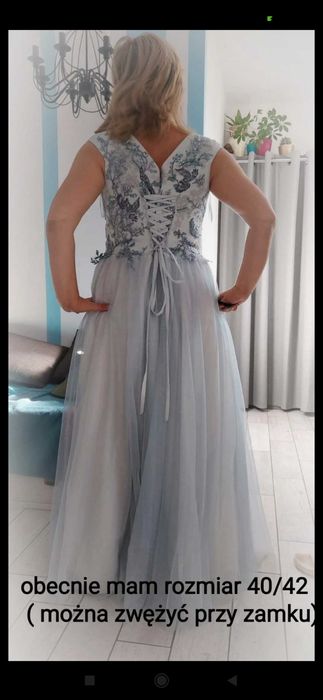 Suknia ślubna błękitna 42/44/46 wzrost 172