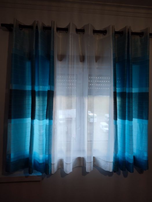 Cortinado duplo azul mais branco