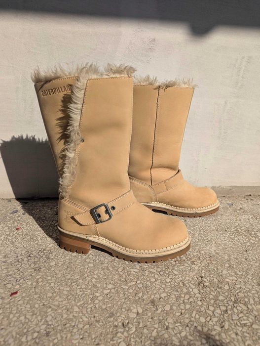 buty zamszowe CAT Caterpillar nubuk skóra kozaki zimowe ocieplane