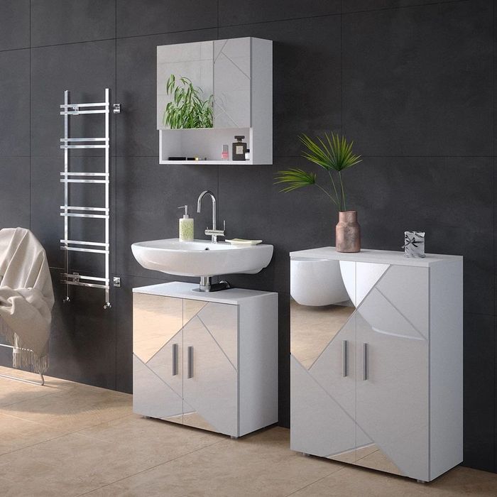 Szafka Midi Vicco Irma 60 × 81 cm – biały wysoki połysk