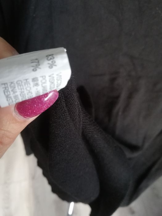 R. XL Zara czarny sweterek kardigan męski dekold w serek