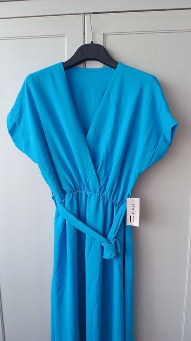 Niebieska sukienka elegancka maxi M