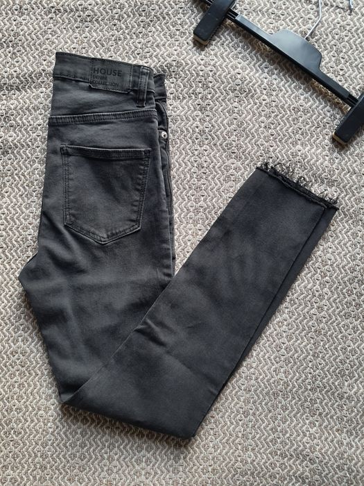House czarne jeansy skinny XS/S do kostek  wysoki stan uniwersalne