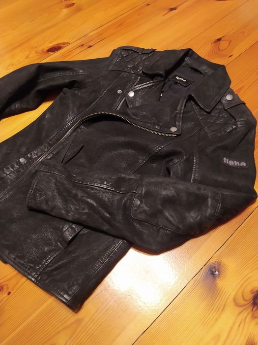 Skórzana kurtka meska Tigha ramoneska, nowa rozmiar S/M skóra biker