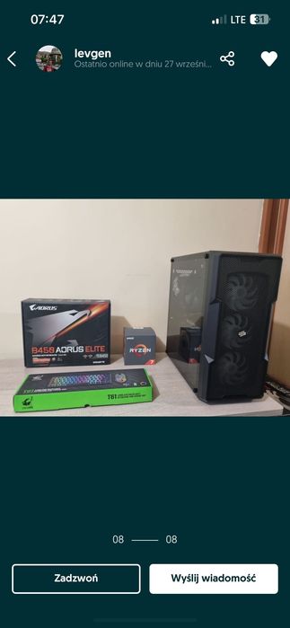 Komputer gamingowy  Rtx3070 Ryzen 7 SSD Win 10 Nvidia