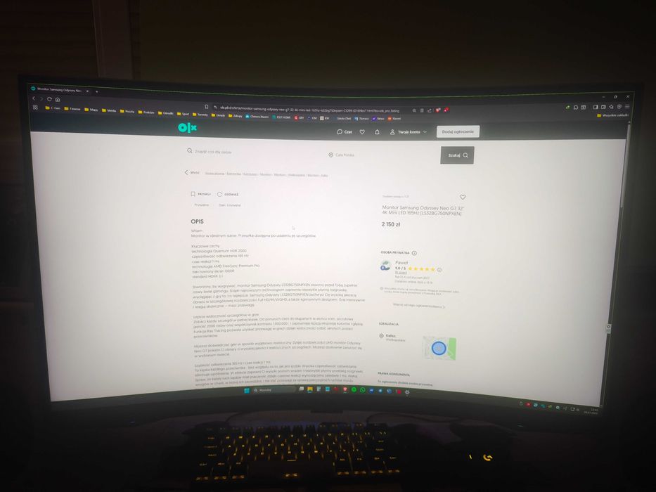 Monitor Samsung Odyssey Neo G7 32" 4K Mini LED 165Hz (LS32BG750NUXEN)