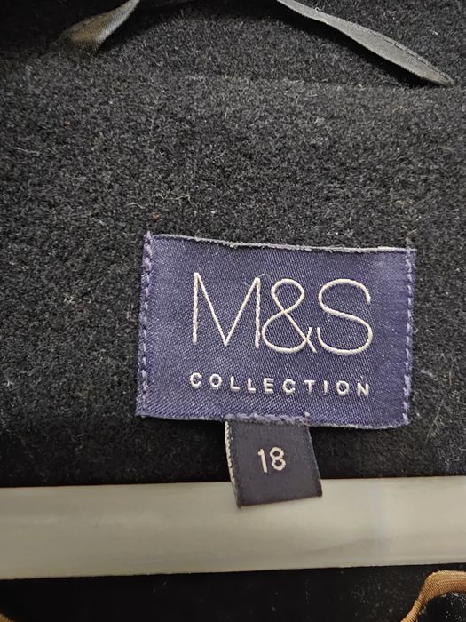 Чорне двобортне шерстяне пальто  M&S  розмір 3xl