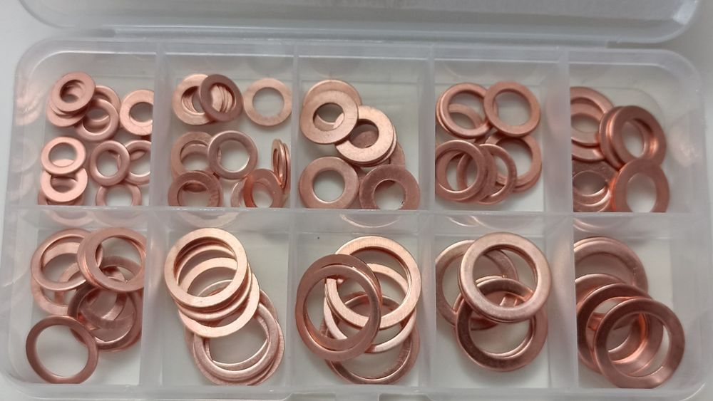 Мідні шайби 100 штук. Набор медных шайб.